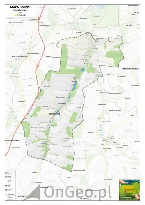 Mapa gminy Strzyżewice